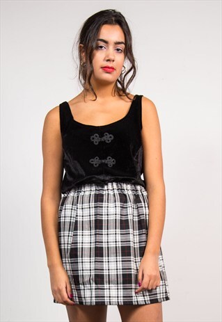 90'S VINTAGE BLACK VELVET VEST TOP
