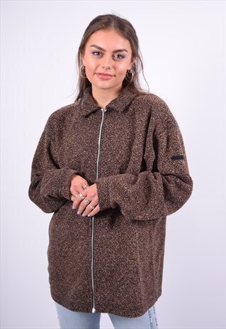 VINTAGE ASICS FLEECE JACKET BROWN