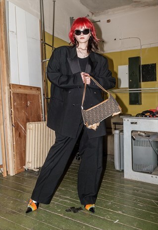 90's Vintage extra large trousers suit in black