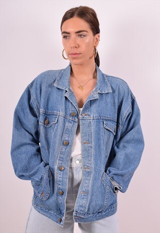 WOMENS VINTAGE DENIM JACKET XL BLUE 90S