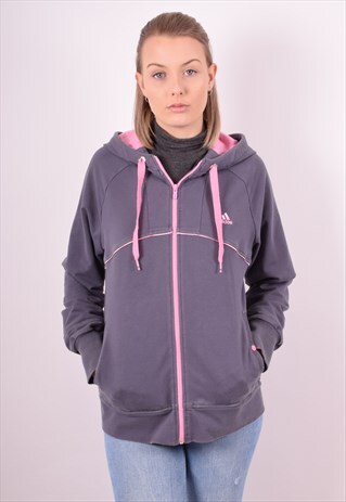 ADIDAS WOMENS VINTAGE HOODIE JACKET XXL GREY 90S