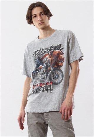 VINTAGE USA MOTO GRAPHIC TEE 90S GRAY