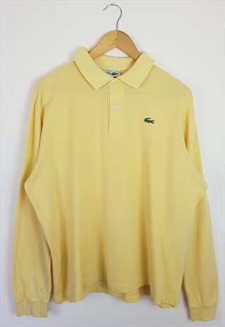 VINTAGE 80'S LACOSTE CHEMISE LONG SLEEVE POLO SHIRT YELLOW