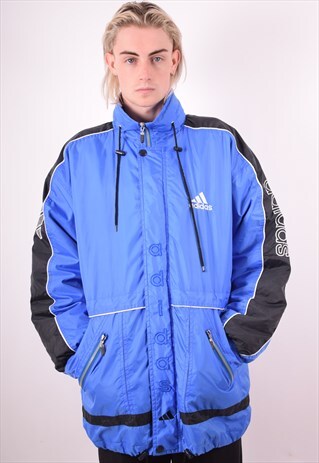 ADIDAS MENS VINTAGE PADDED JACKET XL BLUE 90S