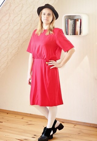 RED GOLD BUTTONS VINTAGE DRESS