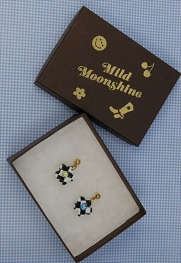 Rhinestone Checker Polymer Clay Earrings in Blue & Yellow