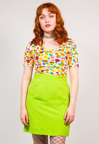 VINTAGE 90'S COLOURFUL FLORAL PRINT BODYSUIT LEOTARD TOP