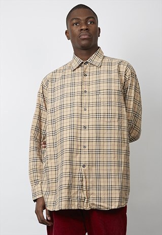 VINTAGE 90'S CLASSIC BURBERRY BEIGE TARTAN SHIRT