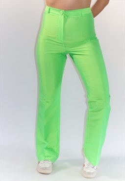 Y2K Neon Shimmery Lime Green Bootcut Trousers