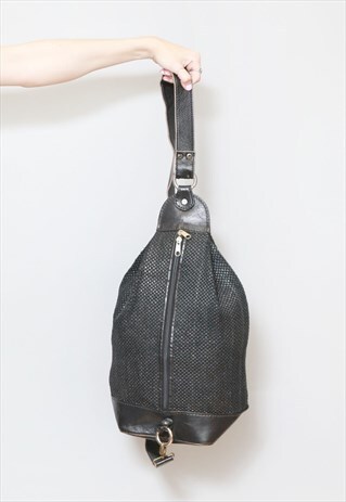 VINTAGE 1970'S BLACK SPIGOLA WOVEN SHOULDER BAG