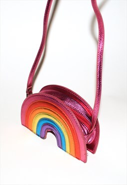 Vintage Y2K rainbow shoulder bag in multi color / pink