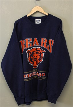 Vintage Lee Sport NFL Chicago Bears Sweatshirt Navy Orange 