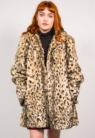 VINTAGE 90'S LEOPARD PRINT FAUX FUR COAT