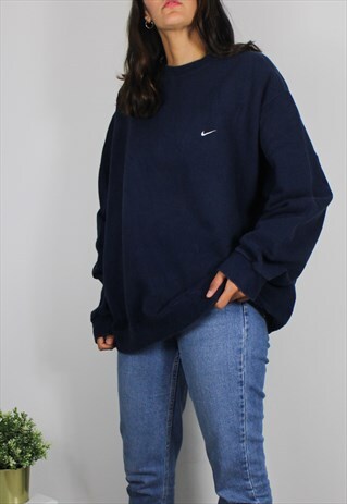 VINTAGE NIKE SWEATSHIRT JUMPER W TICK LOGO FRONT