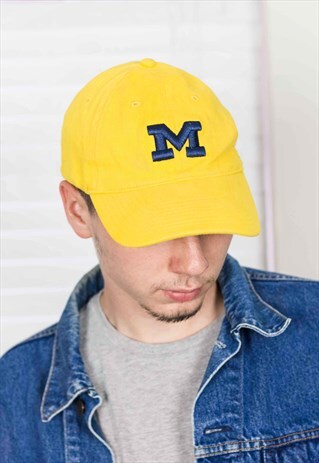 VINTAGE NIKE MICHIGAN UNIVERSITY BASEBALL CAP LOGO 90S M 3.4