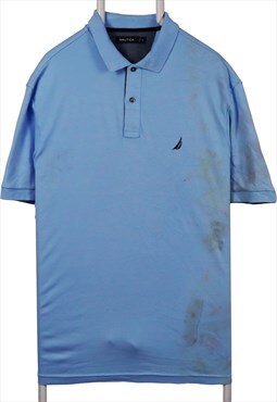 Vintage 90's Nautica Polo Shirt Short Sleeve Button Up Blue