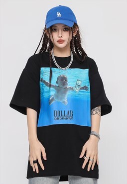 Nirvana t-shirt baby print tee grunge kid top in black