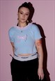 REWORKED Y2K BABY BLUE & PINK LACE BOW BABY TEE