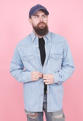 VINTAGE BLUE LEVI'S DENIM SHIRT /R8411