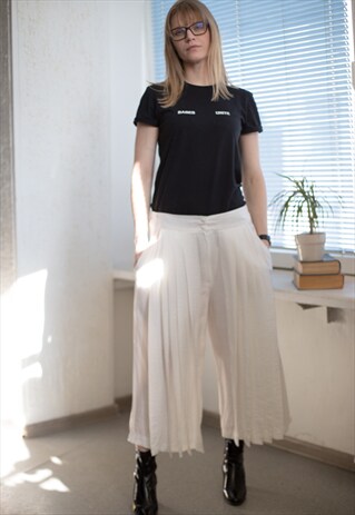 VINTAGE 80'S WHITE PLEATED FRONT CULOTTES