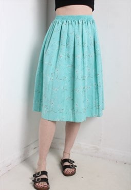 Vintage 80's Floral Patterned Skirt Green W24'