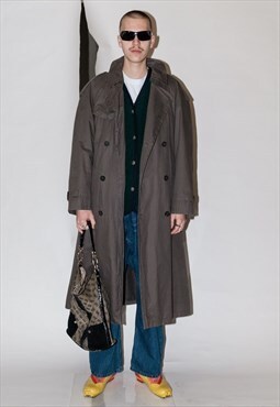 90's Vintage classy double breasted trench coat in greige