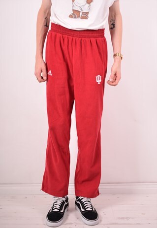 ADIDAS MENS VINTAGE FLEECE TRACKSUIT TROUSERS SMALL RED 90S