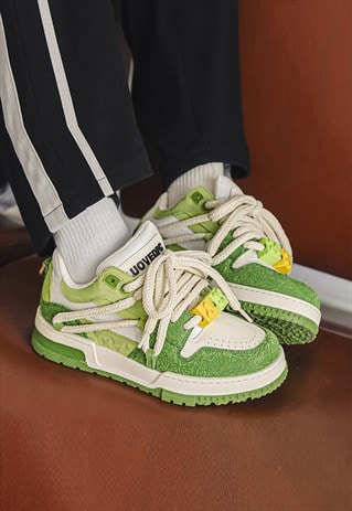 Fluorescent sneakers platform trainers chunky shoes in green