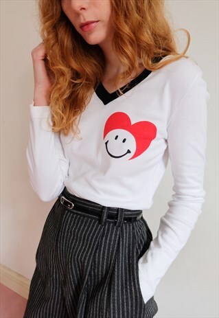 VINTAGE 90S MOSCHINO WHITE LONG SLEEVE T-SHIRT