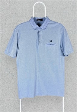 Fred Perry Blue Polo Shirt Short Sleeve Mens Large