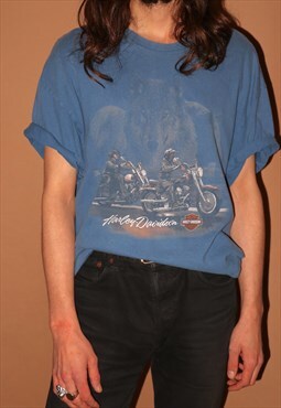 Vintage harley davidson flyria ohio blue t-shirt - xlarge