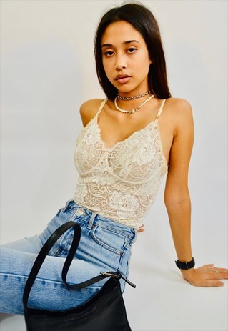 VINTAGE CREAM LACE BODYSUIT