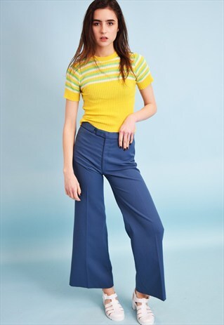 CUTE 70'S RETRO MINIMALIST RIBBED KNITTED CROP TOP