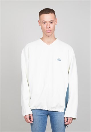 VINTAGE ADIDAS OFF WHITE OVERSIZED 80'S SWEATER