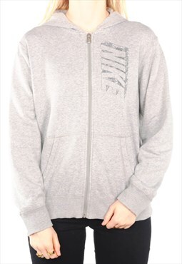 Nike - Grey Printed Zip Up Hoodie - XLarge