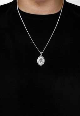 Women's 18" Mini Oval Coin Pendant Necklace Chain - Silver