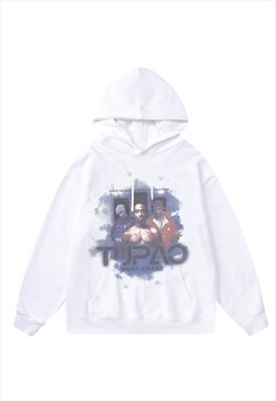 Tupac hoodie rapper pullover premium raver jumper in White
