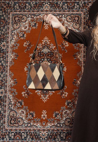 PATSY : VINTAGE 70S PATCHWORK GENUINE LEATHER HANDBAG
