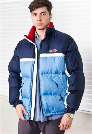 VINTAGE TOMMY HILFIGER PUFFER COAT JACKET LOGO 90S M 31.0