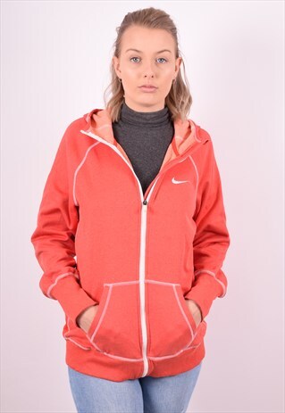 NIKE WOMENS VINTAGE HOODIE JACKET XL ORANGE 90S