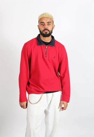 VINTAGE NAUTICA 1/4 ZIP SWEATSHIRT RED