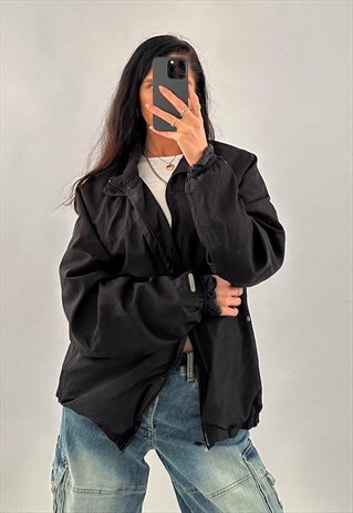 VINTAGE STARTER BLACK FULL ZIP TRACK JACKET WINDBREAKER