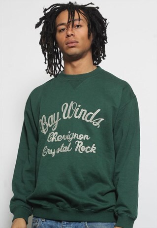 VINTAGE CHEVIGNON SPELL OUT LOGO SWEATSHIRT GREEN