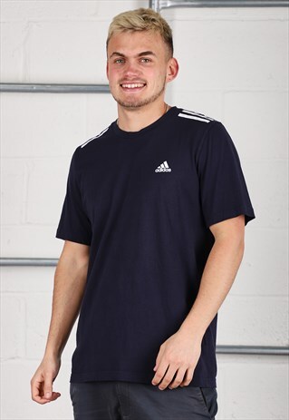 VINTAGE ADIDAS T-SHIRT IN NAVY SHORT SLEEVE TEE MEDIUM