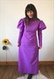 Vintage 70s Purple Long Sleeved Maxi Dress