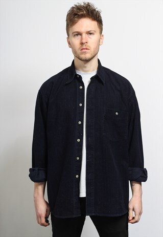 VINTAGE CORDUROY CORD SHIRT BLUE