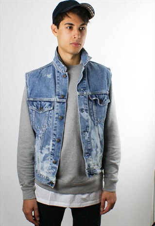 LEVI'S SLEEVELESS DENIM SHIRT, ACID WASH GILET