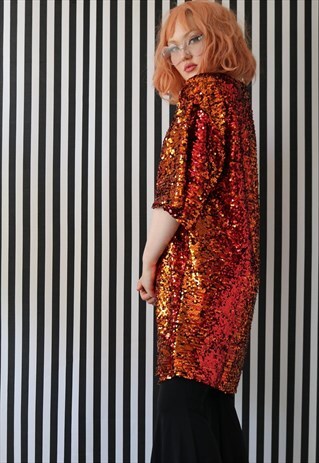 SEQUIN FESTIVAL KIMONO IN ORANGE
