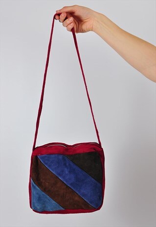 VINTAGE 1970S SUEDE PATCHWORK SHOULDER BAG