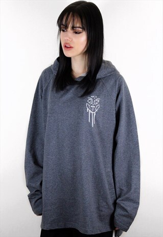 GREY GREASY NUN ORIGINAL LONG FIT LOOSE HOODIE